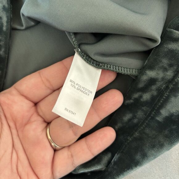 J. Jill Sz L Crushed Velvet Blouse V-Neck Shirred Back Long Sleeve Green Holiday - Picture 7 of 7